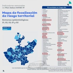 16 municipios de la región considerados de alto riesgo COVID esta semana